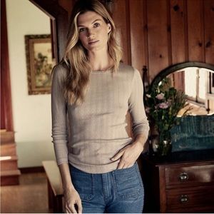 Doen Annie Long Sleeve Tee. Pointelle. 3/4 Sleeve. Size Small. Light Mauve.